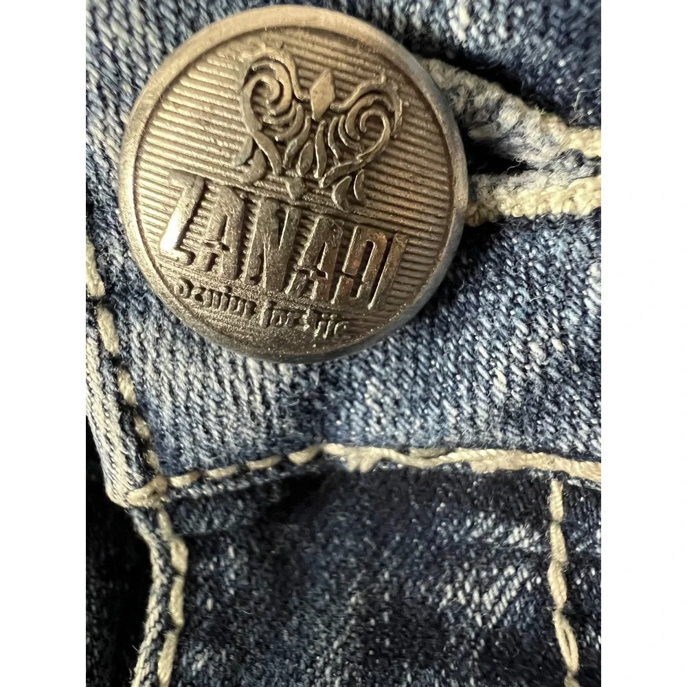 Zanadi Jeans Womens 9 Skinny Blue Embroidered Rhinestone Pockets Low Rise Good